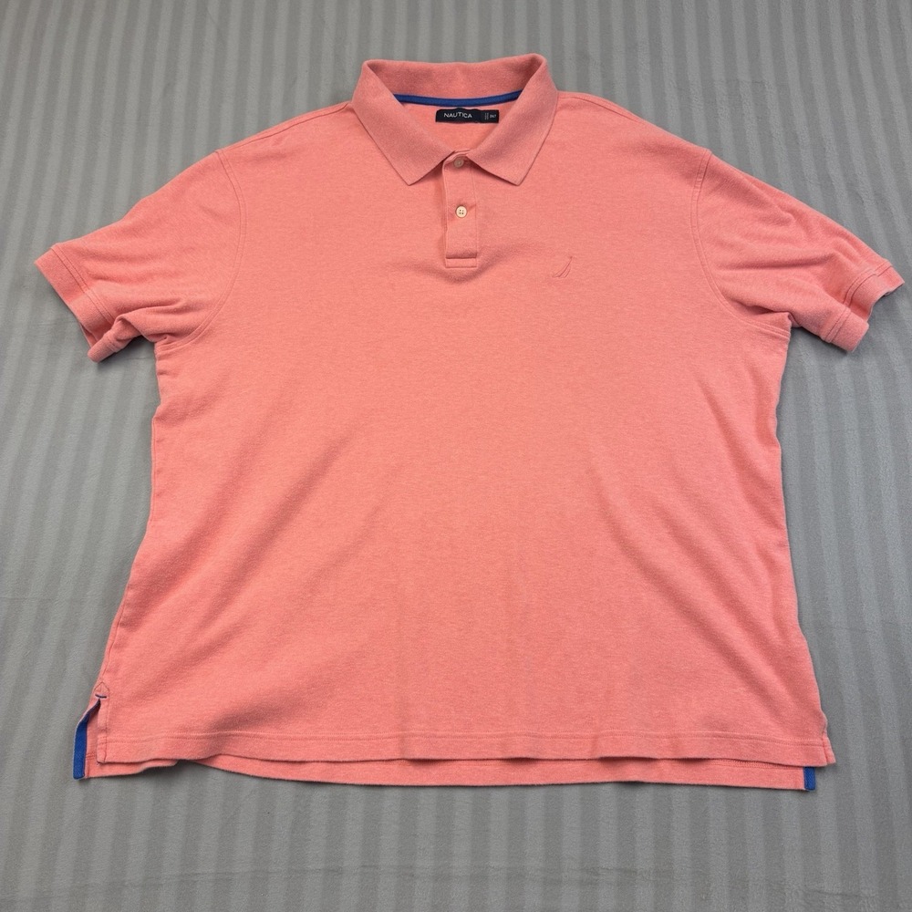 Nautica‎ 2XLT Peach Polo Shirt Mens Short Sleeve Classic Fit